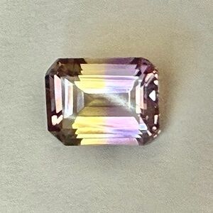 Natural Bolivian Ametrine 2.125 ct Emerald Cut Purple & Gold BiColor Gemstone